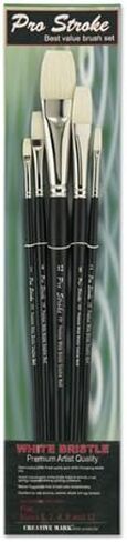 Creative Mark Mark Pro Stroke Premium White Chungking Hog Bristle Artist Paint Brush - مجموعة مسطحة من 5 - فرشاة شعرية طبيعية مع التحكم الكبير في الزيوت والألوان المائية والأكريليكات والألكينز والكازين in Kuwait