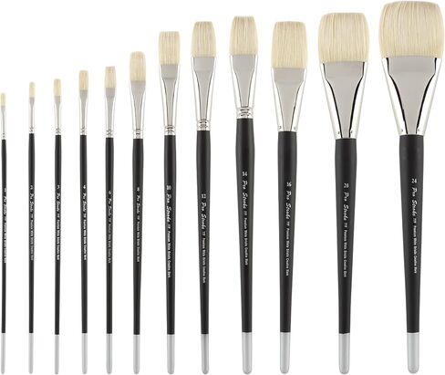 Creative Mark Mark Pro Stroke Premium White Chungking Hog Bristle Artist Paint Brush - مجموعة مسطحة من 5 - فرشاة شعرية طبيعية مع التحكم الكبير في الزيوت والألوان المائية والأكريليكات والألكينز والكازين in Kuwait