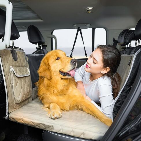 Dog Car Seat Cover for Back Seat Pet Cover for Dogs Hard Bottom Extender Seat Covers Car Seat Protector Waterproof Dog Hammock for Car SUV Truck Traveling Camping Black in Saudi Arabia