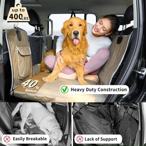 Dog Car Seat Cover for Back Seat Pet Cover for Dogs Hard Bottom Extender Seat Covers Car Seat Protector Waterproof Dog Hammock for Car SUV Truck Traveling Camping Black in Saudi Arabia