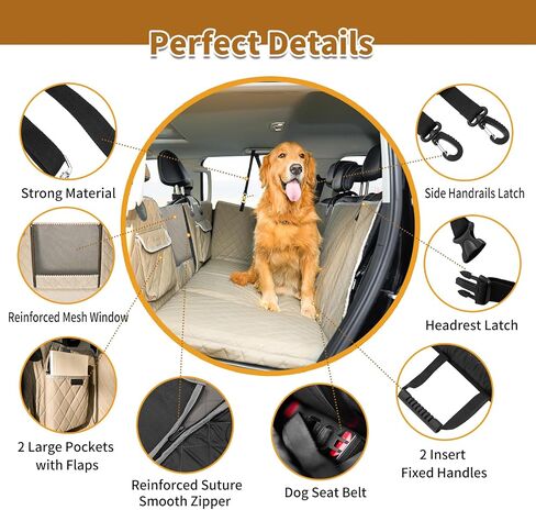Dog Car Seat Cover for Back Seat Pet Cover for Dogs Hard Bottom Extender Seat Covers Car Seat Protector Waterproof Dog Hammock for Car SUV Truck Traveling Camping Black in Saudi Arabia