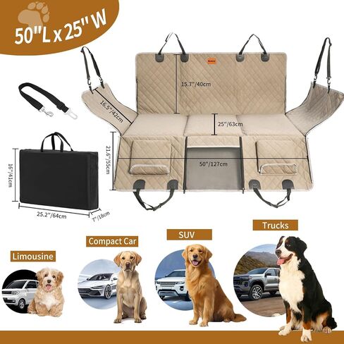 Dog Car Seat Cover for Back Seat Pet Cover for Dogs Hard Bottom Extender Seat Covers Car Seat Protector Waterproof Dog Hammock for Car SUV Truck Traveling Camping Black in Saudi Arabia