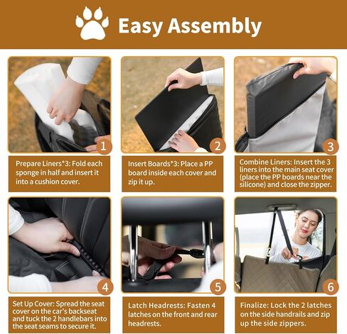 Dog Car Seat Cover for Back Seat Pet Cover for Dogs Hard Bottom Extender Seat Covers Car Seat Protector Waterproof Dog Hammock for Car SUV Truck Traveling Camping Black in Saudi Arabia
