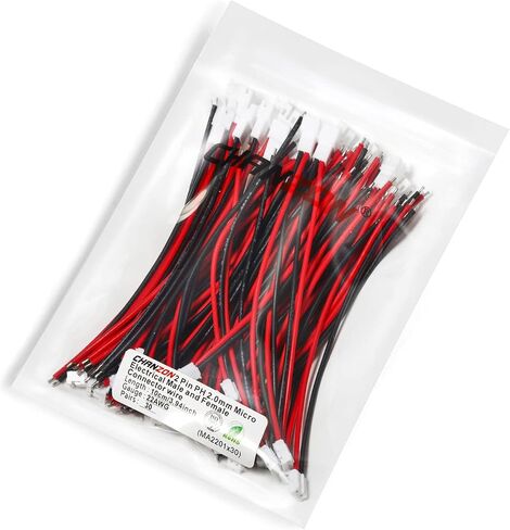 chanzon 30 pairs jst ph 2.0 mm 22awg 2pin pitch place colling for ul1007 thinned copper wire for battery h67 H36 Blade Inductrix E010 E013 in Kuwait