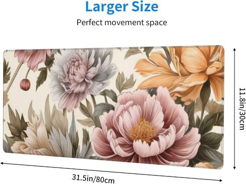 Gaming Mouse Pad, Large Non-Slip Rubber Base Mousepad, Keyboard Mouse Mat, Desk Pad with Stitched Edges, 31.5x11.8inch,Flowers in Saudi Arabia