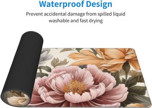 Gaming Mouse Pad, Large Non-Slip Rubber Base Mousepad, Keyboard Mouse Mat, Desk Pad with Stitched Edges, 31.5x11.8inch,Flowers in Saudi Arabia