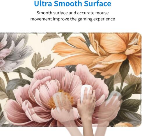 Gaming Mouse Pad, Large Non-Slip Rubber Base Mousepad, Keyboard Mouse Mat, Desk Pad with Stitched Edges, 31.5x11.8inch,Flowers in Saudi Arabia