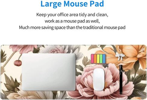 Gaming Mouse Pad, Large Non-Slip Rubber Base Mousepad, Keyboard Mouse Mat, Desk Pad with Stitched Edges, 31.5x11.8inch,Flowers in Saudi Arabia