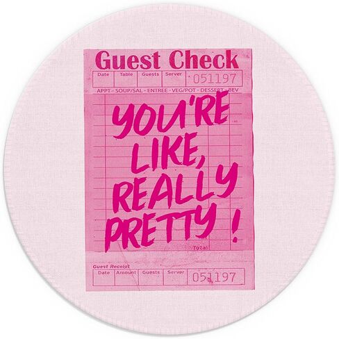 Pink Mouse Pad, Preppy Mouse Pad, You're Like Really Pretty Guest Check Small Round Mouse Pads for Desk, Pink Office Supplies and Accessories, 7.9x7.9 Inches in Saudi Arabia