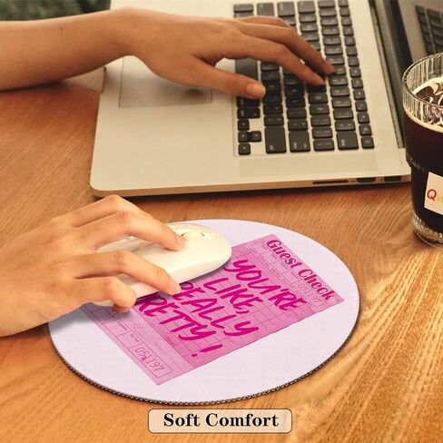 Pink Mouse Pad, Preppy Mouse Pad, You're Like Really Pretty Guest Check Small Round Mouse Pads for Desk, Pink Office Supplies and Accessories, 7.9x7.9 Inches in Saudi Arabia