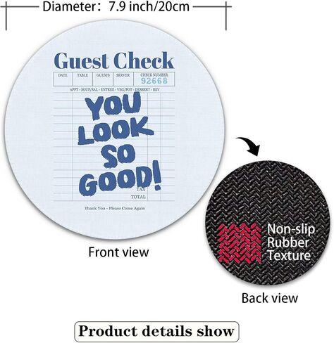 Pink Mouse Pad, Preppy Mouse Pad, You're Like Really Pretty Guest Check Small Round Mouse Pads for Desk, Pink Office Supplies and Accessories, 7.9x7.9 Inches in Saudi Arabia