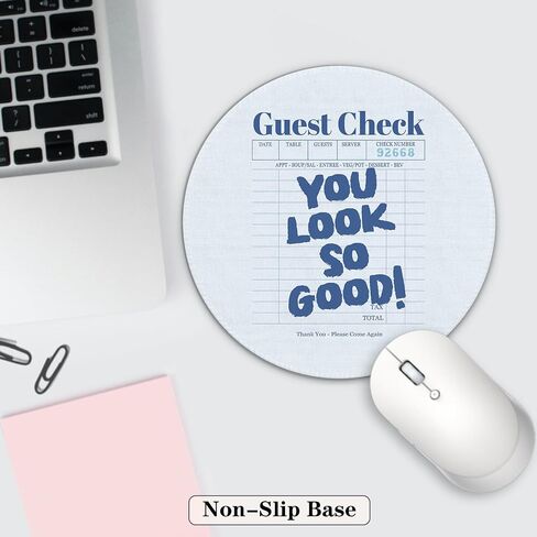 Pink Mouse Pad, Preppy Mouse Pad, You're Like Really Pretty Guest Check Small Round Mouse Pads for Desk, Pink Office Supplies and Accessories, 7.9x7.9 Inches in Saudi Arabia