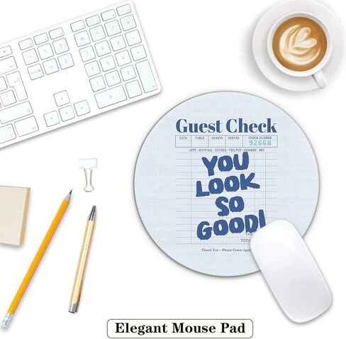 Pink Mouse Pad, Preppy Mouse Pad, You're Like Really Pretty Guest Check Small Round Mouse Pads for Desk, Pink Office Supplies and Accessories, 7.9x7.9 Inches in Saudi Arabia