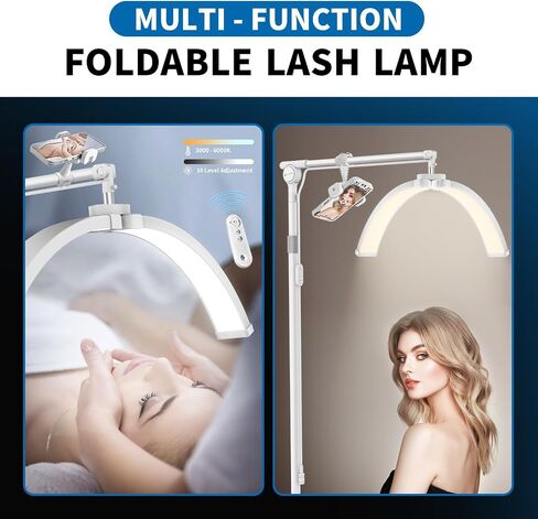 Half Moon Light,Professional Lash Light for Eyelash Tech with Foldable Lamp Design,Eyelash Light with Adjustable Brightness&Height for Beauty, Tattoo Artists,Filming Content Creation(White) in Saudi Arabia