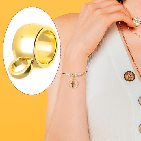 100pcs Bail Beads for Jewelry Making, Hypoallergenic Alloy Spacer Beads Bail Tube Bead, Jewelry Hanger Charm Accessories for DIY Necklace Bracelet Keychain- Silver & Gold in Saudi Arabia