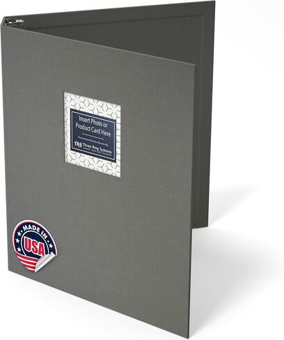 Customizable 1-Inch 3-Ring Binder with Linen Cover & Insertable Window – Ideal for Photos, Portfolios, Recipes, and Presentations – Durable, Eco-Friendly – Made in The USA (Canvas Linen) in Kuwait