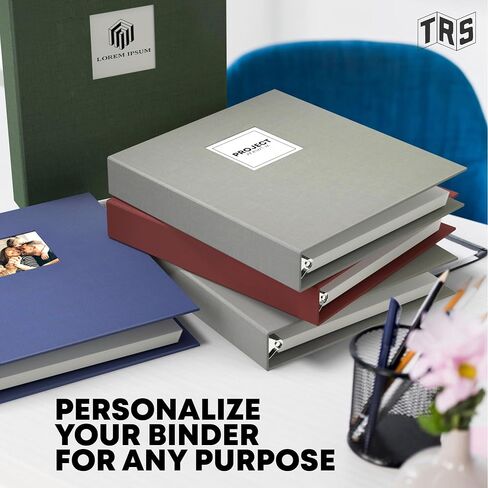 Customizable 1-Inch 3-Ring Binder with Linen Cover & Insertable Window – Ideal for Photos, Portfolios, Recipes, and Presentations – Durable, Eco-Friendly – Made in The USA (Canvas Linen) in Kuwait