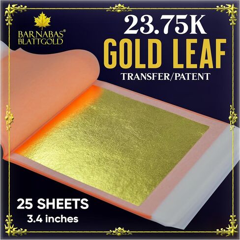 Gold Leaf by Barnabas Blattgold - 23K Genuine Gold Leaf Sheets, 10 Transfer Gold Foil Sheets 3.4 inch, Real Gold Leaf Foil Sheets, Gold Leaf Sheets for Craft, Gold Leaf Sheets for Art in Saudi Arabia