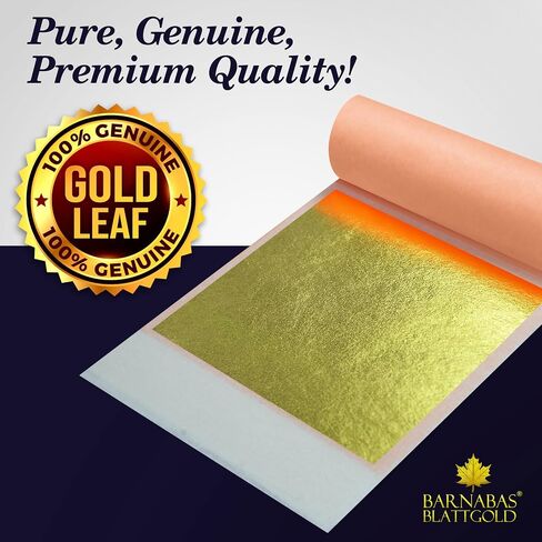 Gold Leaf by Barnabas Blattgold - 23K Genuine Gold Leaf Sheets, 10 Transfer Gold Foil Sheets 3.4 inch, Real Gold Leaf Foil Sheets, Gold Leaf Sheets for Craft, Gold Leaf Sheets for Art in Saudi Arabia