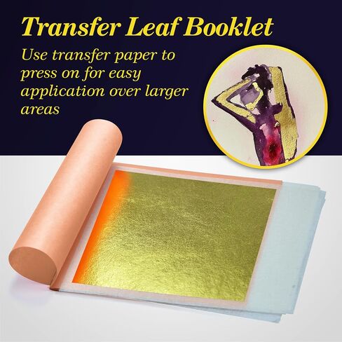 Gold Leaf by Barnabas Blattgold - 23K Genuine Gold Leaf Sheets, 10 Transfer Gold Foil Sheets 3.4 inch, Real Gold Leaf Foil Sheets, Gold Leaf Sheets for Craft, Gold Leaf Sheets for Art in Saudi Arabia
