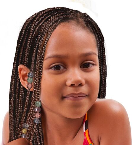 Donna Pony Beads Kit for DIY Hair Braiding - 13x11mm Plastic Beads, Quick Beaders for Kids in Blue in Kuwait