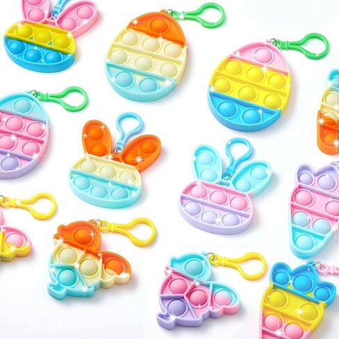 Kids Easter Basket Stuffers,12 Pcs Easter Fidget Toys for Easter Egg Fillers,Bulk Sensory Keychain Set,Easter Egg Hunt,Party Favors,Goodie Bag Stuffers,Classroom Prize for Toddler Boy Girls Teens in Kuwait