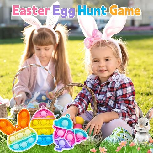 Kids Easter Basket Stuffers,12 Pcs Easter Fidget Toys for Easter Egg Fillers,Bulk Sensory Keychain Set,Easter Egg Hunt,Party Favors,Goodie Bag Stuffers,Classroom Prize for Toddler Boy Girls Teens in Kuwait