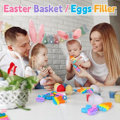 Kids Easter Basket Stuffers,12 Pcs Easter Fidget Toys for Easter Egg Fillers,Bulk Sensory Keychain Set,Easter Egg Hunt,Party Favors,Goodie Bag Stuffers,Classroom Prize for Toddler Boy Girls Teens in Kuwait