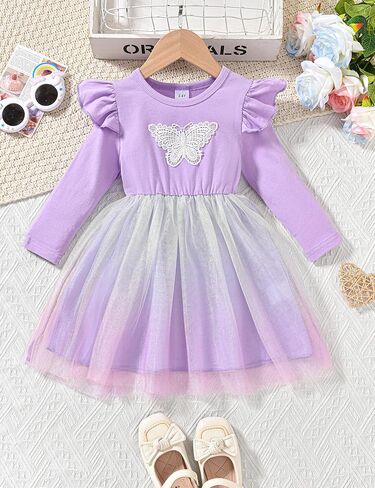 Toddler Girl Dress Winter Long Sleeve Ruffle Girls Clothes Party Tulle Dresses for Little Girls 3-8 Years in Saudi Arabia