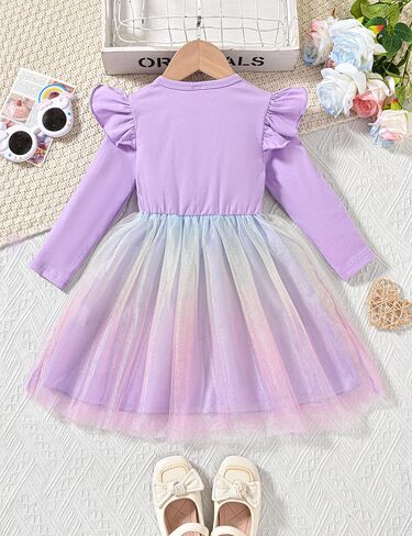 Toddler Girl Dress Winter Long Sleeve Ruffle Girls Clothes Party Tulle Dresses for Little Girls 3-8 Years in Saudi Arabia