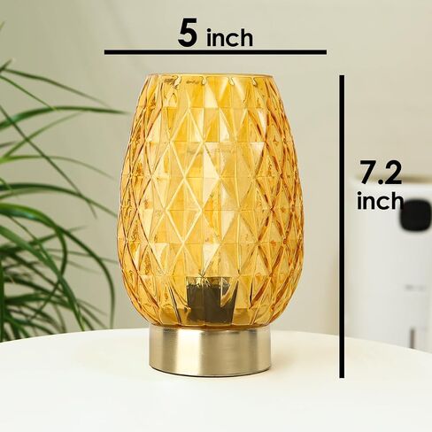 Set 2, Battery Operated Table Lamp with Timer for Home Decoration, Vintage Cordless LED Glass Lamps for Living Room Bedroom Bedside Entryway, Wireless Accent Night Light for Desk Nightstand Shelf in Saudi Arabia