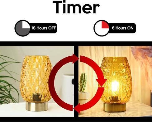 Set 2, Battery Operated Table Lamp with Timer for Home Decoration, Vintage Cordless LED Glass Lamps for Living Room Bedroom Bedside Entryway, Wireless Accent Night Light for Desk Nightstand Shelf in Saudi Arabia