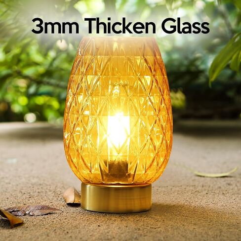 Set 2, Battery Operated Table Lamp with Timer for Home Decoration, Vintage Cordless LED Glass Lamps for Living Room Bedroom Bedside Entryway, Wireless Accent Night Light for Desk Nightstand Shelf in Saudi Arabia