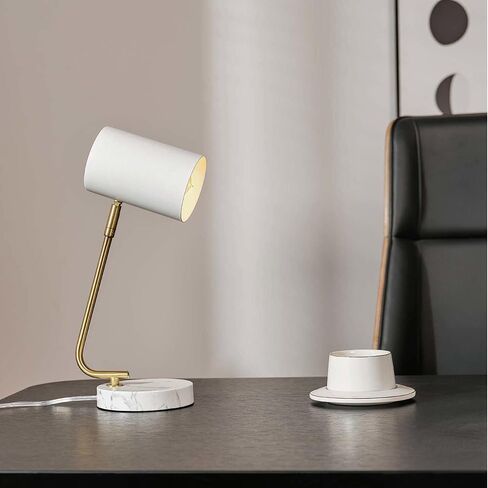 Globe Electric Novogratz x 65784 Athena 15 "مصباح مكتب ، ظل أبيض ، ذراع نحاسي ، قاعدة رخامية بيضاء in Kuwait