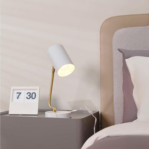 Globe Electric Novogratz x 65784 Athena 15 "مصباح مكتب ، ظل أبيض ، ذراع نحاسي ، قاعدة رخامية بيضاء in Kuwait