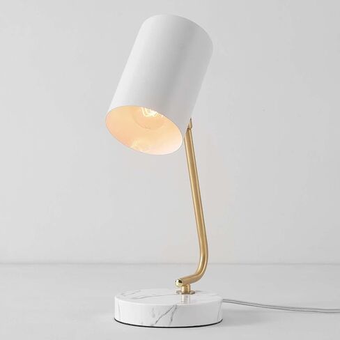 Globe Electric Novogratz x 65784 Athena 15 "مصباح مكتب ، ظل أبيض ، ذراع نحاسي ، قاعدة رخامية بيضاء in Kuwait