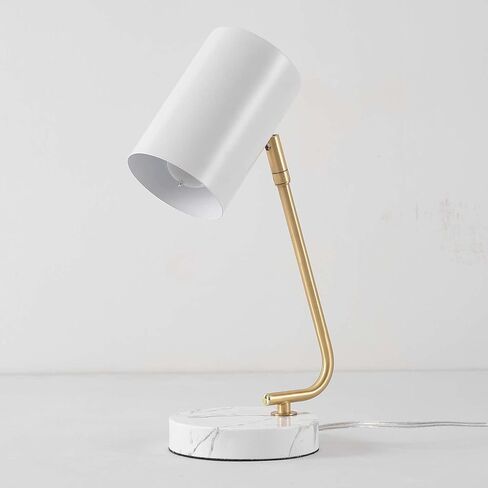 Globe Electric Novogratz x 65784 Athena 15 "مصباح مكتب ، ظل أبيض ، ذراع نحاسي ، قاعدة رخامية بيضاء in Kuwait