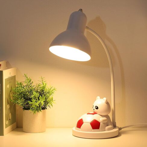 مصباح مكتب LED لغرفة نوم الأطفال ، مصباح طاولة سرير لطيف ، لمبة LED 12W مشمولة ، قاعدة E26/E27 ، 3000-6500K ، مصباح دراسة مرن للفتيات الفتيات الأطفال منزل نابض للمنزل (أبيض+أحمر) in Saudi Arabia