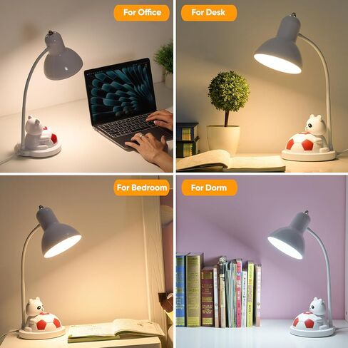 مصباح مكتب LED لغرفة نوم الأطفال ، مصباح طاولة سرير لطيف ، لمبة LED 12W مشمولة ، قاعدة E26/E27 ، 3000-6500K ، مصباح دراسة مرن للفتيات الفتيات الأطفال منزل نابض للمنزل (أبيض+أحمر) in Saudi Arabia