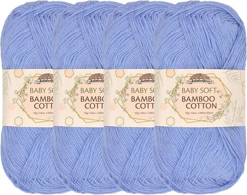 JubileeYarn Baby Soft Bamboo Cotton Yarn - 50g/Skein - Cotton White - 4 Skeins in Saudi Arabia