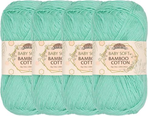 JubileeYarn Baby Soft Bamboo Cotton Yarn - 50g/Skein - Cotton White - 4 Skeins in Saudi Arabia