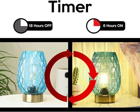 Set 2, Battery Operated Table Lamp with Timer for Home Decoration, Vintage Cordless LED Glass Lamps for Living Room Bedroom Bedside Entryway, Wireless Accent Night Light for Desk Nightstand Shelf in Saudi Arabia