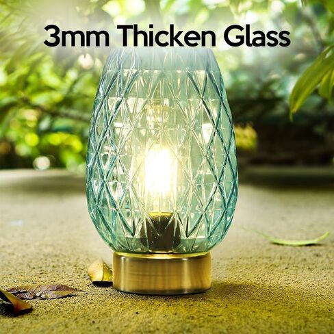Set 2, Battery Operated Table Lamp with Timer for Home Decoration, Vintage Cordless LED Glass Lamps for Living Room Bedroom Bedside Entryway, Wireless Accent Night Light for Desk Nightstand Shelf in Saudi Arabia
