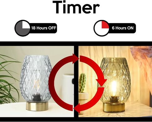 Set 2, Battery Operated Table Lamp with Timer for Home Decoration, Vintage Cordless LED Glass Lamps for Living Room Bedroom Bedside Entryway, Wireless Accent Night Light for Desk Nightstand Shelf in Saudi Arabia