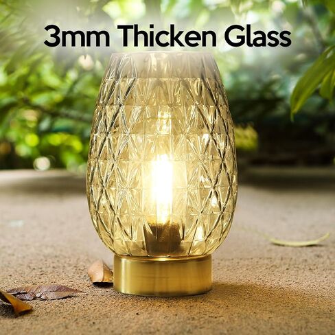 Set 2, Battery Operated Table Lamp with Timer for Home Decoration, Vintage Cordless LED Glass Lamps for Living Room Bedroom Bedside Entryway, Wireless Accent Night Light for Desk Nightstand Shelf in Saudi Arabia