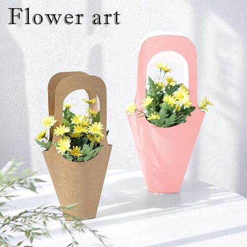 Enorteen 30 Pcs Kraft Paper Flower Wrapping Paper Gift Bags Bouquet Gift Bags with Handle Bouquet Gift Bags Floral Gift Bags for Thanksgiving Birthday Wedding Party Favors in Saudi Arabia