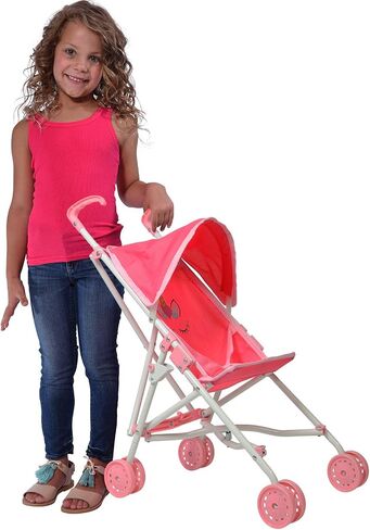 My First Baby Doll Stroller for Toddlers 1-3 Year Old Girls, Little Kids | Toy Stroller with Bottom Storage Basket, Foldable Frame, Canopy, Seatbelt - Unicorn (Pink) in Saudi Arabia