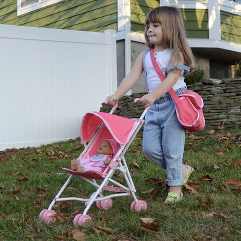My First Baby Doll Stroller for Toddlers 1-3 Year Old Girls, Little Kids | Toy Stroller with Bottom Storage Basket, Foldable Frame, Canopy, Seatbelt - Unicorn (Pink) in Saudi Arabia