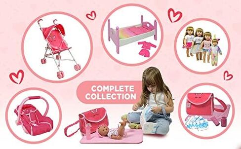 My First Baby Doll Stroller for Toddlers 1-3 Year Old Girls, Little Kids | Toy Stroller with Bottom Storage Basket, Foldable Frame, Canopy, Seatbelt - Unicorn (Pink) in Saudi Arabia