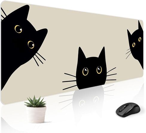 Mousepad Desk Mat Gaming Large Keyboard Cute Office Desktop Computer Laptop Cat XXL Long Giant Big Kawaii Aesthetic Girly Pretty Design Women Girl Gamer Oversized Wide 30x12'' Mousepad in Saudi Arabia